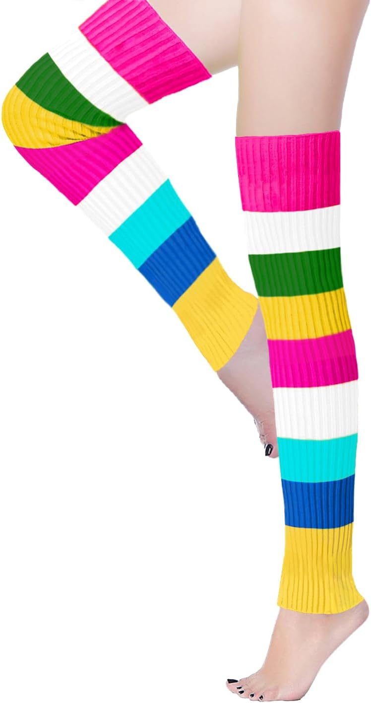 v28 Women’s Neon Knit Leg Warmer for 80s Party Dance Sports Yoga - Image 3
